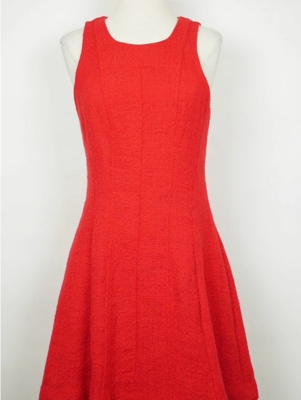 Banana Republic Red Textured Sleeveless Fit-and-Flare Dress